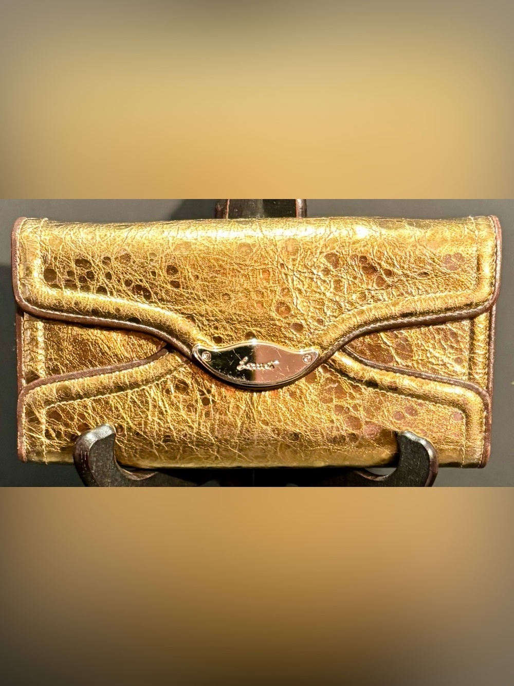 LOVECAT Gold/Bronze Textured Metallic Wallet